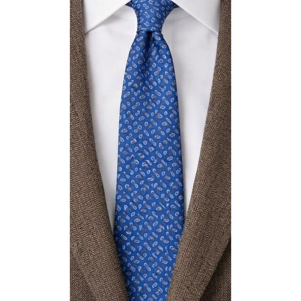 South Beach Ties Mens Blue Silk Flip Flop Necktie Italy Beach Resort Coastal